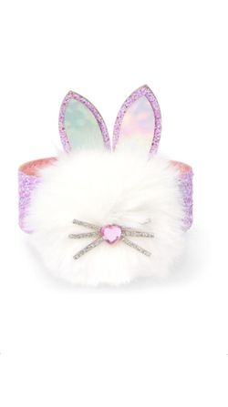 Girls Faux Fur Bunny Glitter Slap Bracelet- Pulsera con purpurina de conejito