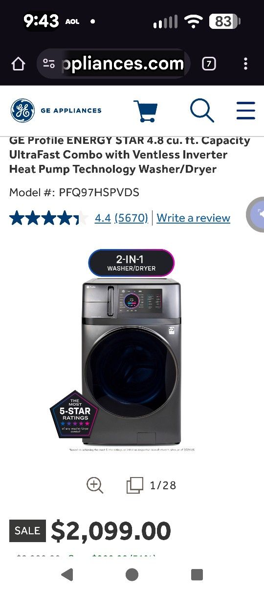 New GE profile All In One Washer/Dryer