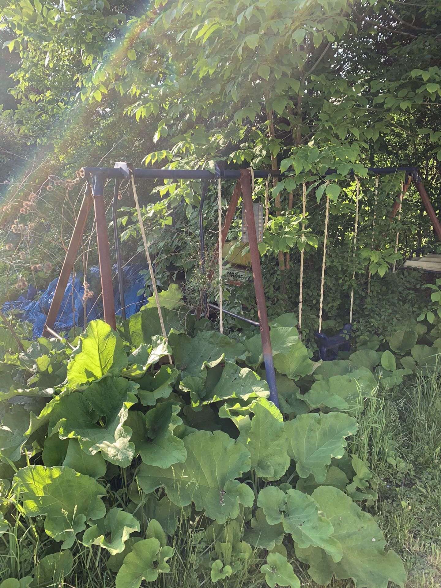 Old Swing Set With Two Swings And A Good Slide