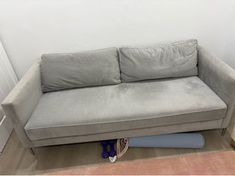 West Elm Gray Velvet Sofa