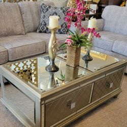 Platinum Coffee Table w/ Mirror Top