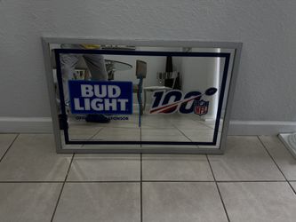Bud Light NFL 100th Season Football Beer Bar Mirror Man Cave Pub New. Used In Good Condition. Location West Kendall 331  94 . A