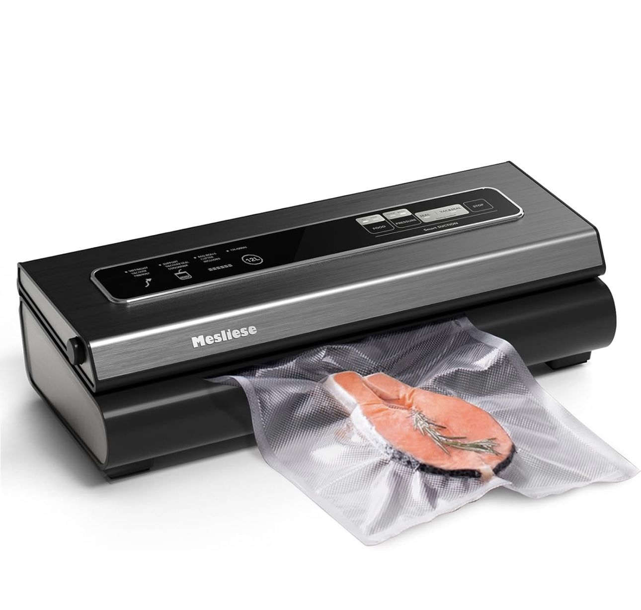 Vacuum Sealer Machine 90Kpa 6-in-1 Compact Food Vacuum Sealing Preservation System with Cutter | 2 Bag Rolls | 5 Pre-cut Bags | Dry&Moist Modes | ETL 