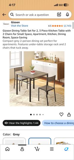 Gizoon Dining Table Set for 2, 3 Piece Kitchen Table with 2 Chairs