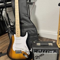 🎸 Fender Squier Stratocaster Guitar Bundle + Amp & Case 🎸