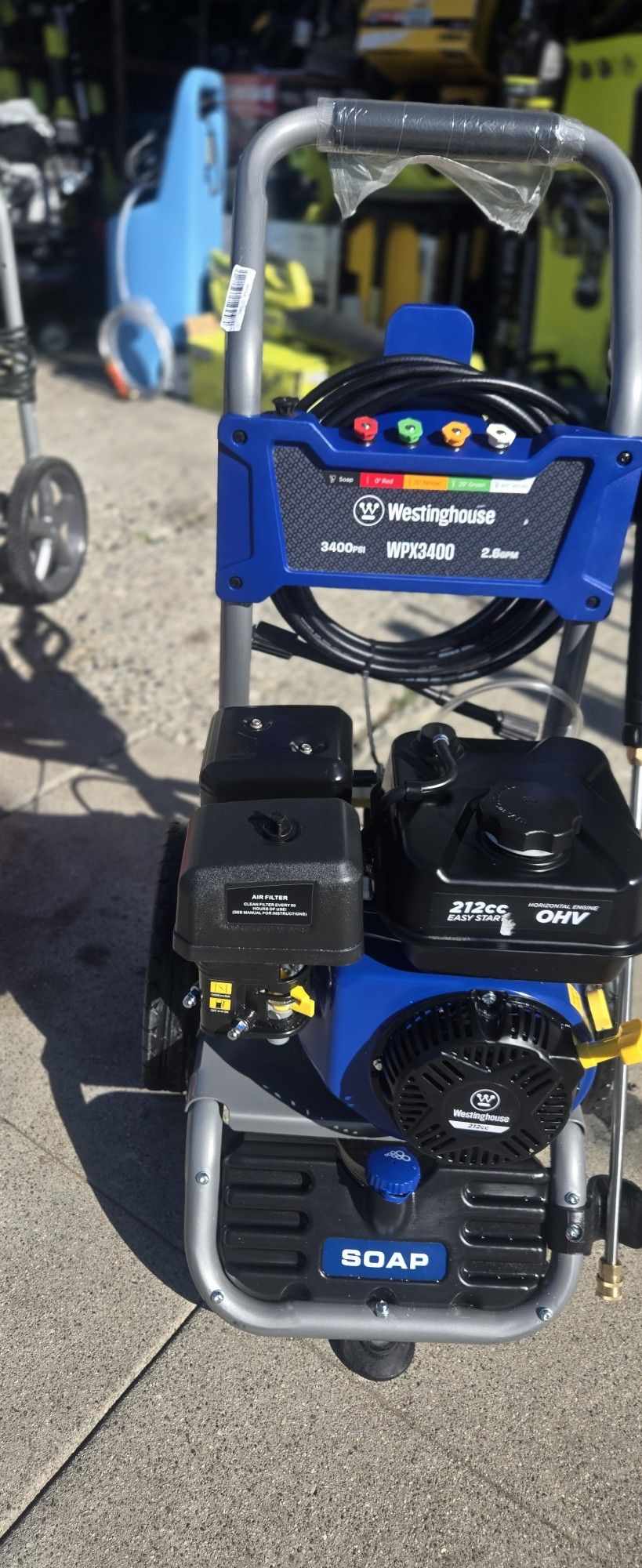 Westinghouse
3400 PSI 2.6 GPM Gas Powered Axial Cam Pump Cold Water Pressure Washer with Soap Tank and 5 Quick Connect Tips