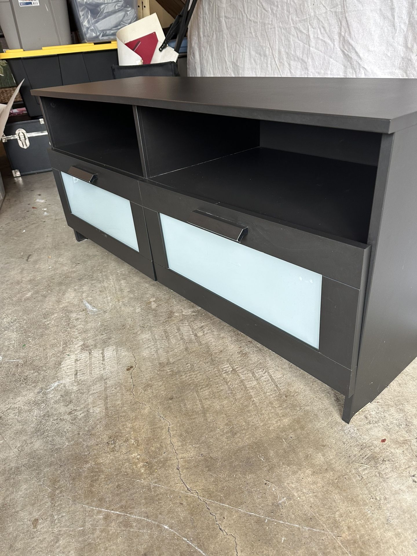 Black Wooden Tv Stand W/2 Drawers