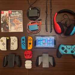 Nintendo Switch with Accessories, Games, Controllers, and Headphones