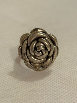 Size 6.25 Sterling Silver Large Rose Ring