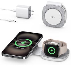 Flodable 2 in 1 Mag-Safe Wireless Charger for iPhone 16 15 14 13 12 Series,Ap...