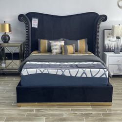 NEW IN BOX- 66"H Black King &Queen Size Tufted Platform Bed Frame FINANCE $54 Down