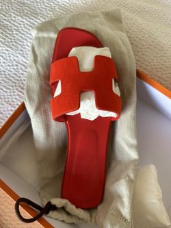 Hermes Real Leather Suède Red Sandals 38.5