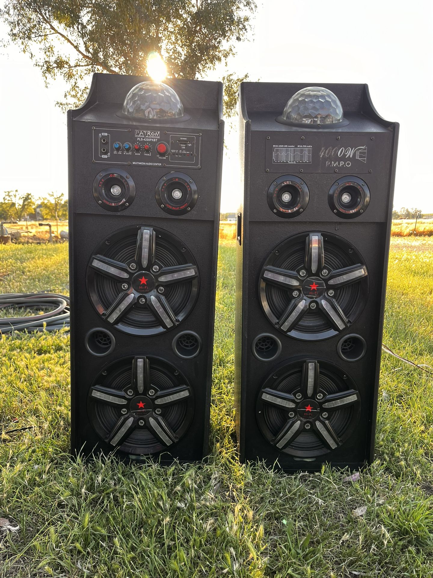 Patron Audio Pro PLS-4000PKG Dual 10- Inch Speakers with Flashing Lights