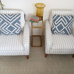 New Beautiful Accent Decor Chairs Pair, Decor Accent Chairs , Striped,  Brook Brothers Modern Accent Chairs $499 Firm 