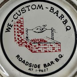 Vintage Glass Ashtray ROADSIDE BAR B Q 3 Slits