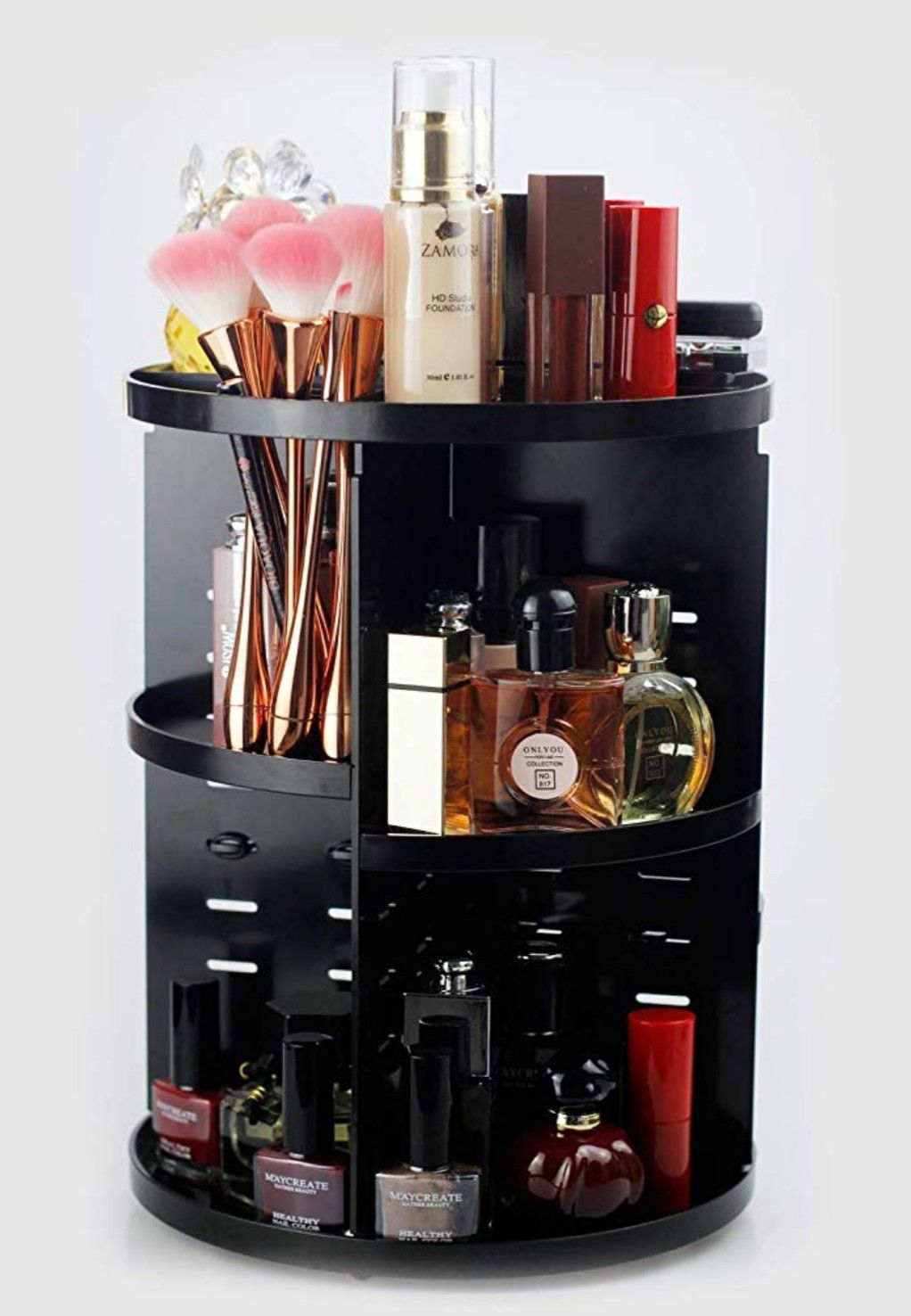 Large 360 Degree Rotating Adjustable Acrylic Cosmetic Storage,Makeup Organizer