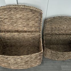 Rectangle curved storage baskets with lid and handle