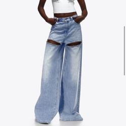 AREA WIDE LEG CRYSTAL SLIT JEAN 
