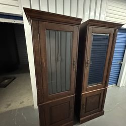 Wooden Display Cabinets with Glass Doors