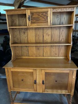 Vintage Oak Welsh Dresser Hutch Cabinet
