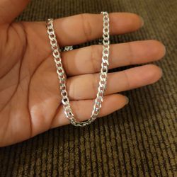 Italy 925 Solid Sterling Silver Diamond Cut Reversible 2-in-1 Cuban Link Chain for Men Women 22" Plata Italiana 925 Cadena Cubana 22" Unisex