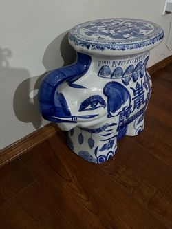 Ceramic elephant-shaped garden stool