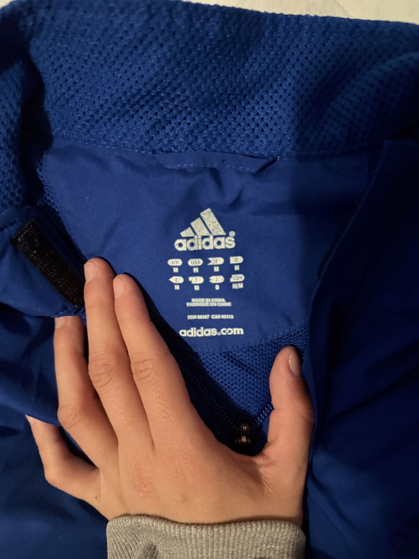 Blue and black adidas windbreaker #windbreaker