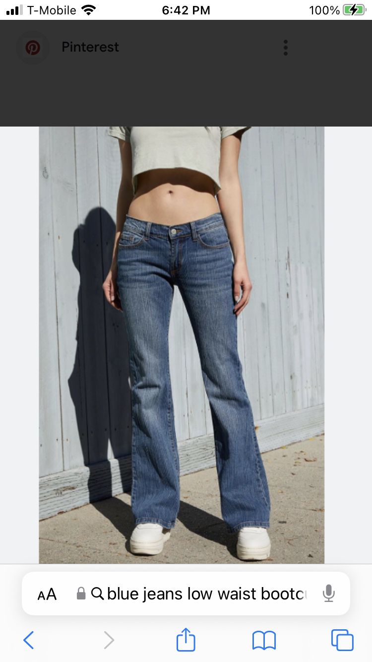 NEW Women Braided Detail Low Waist Bootcut Blue Denim Jeans Long Pants 