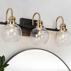 Zevni Modern 22 In 3-Light Black Bathroom Vanity Light Clear Glass