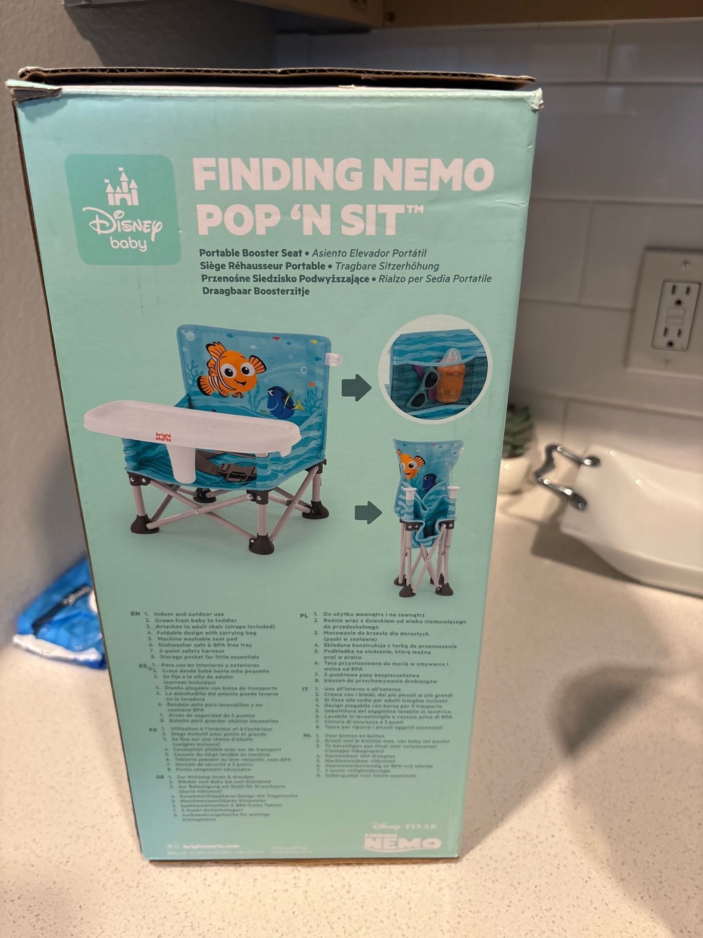 Disney Baby Bright Starts Finding Nemo Pop 'N Sit Portable Booster Seat 6M-3Y