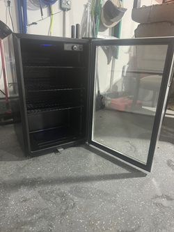 Mini Refrigerator- Glass With Blue Lighting