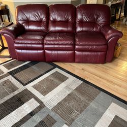Red Leather Couch & Chair Set