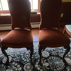 2 vintage chairs. Rust color (felt type material)

