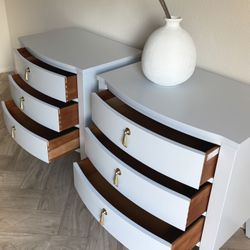 Nightstands/ Solid Wood/ Light Coastal Blue/Ethan Allen Furniture/End Tables/ Bedside Tables/Side Tables/ MCM/Mid Century Modern