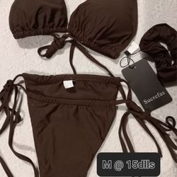 Brown 3 pcs Swim Suit 