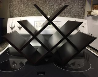 Crate&Barrel Butterfly Wine Rack beveled edge wooden wine rack only for $20