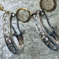 Silver And Diamond Earrings 