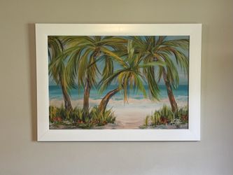 Framed Coastal Palm Tree Wall Art – 41.5” x 29.5”