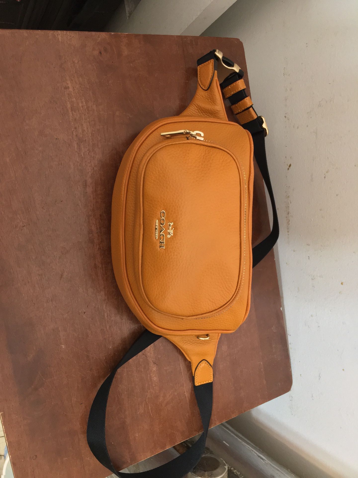 Coach Neon Orange Leather Court Belt Fanny New Without Tag