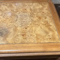 Solid Oak, Wood Table And Side Table