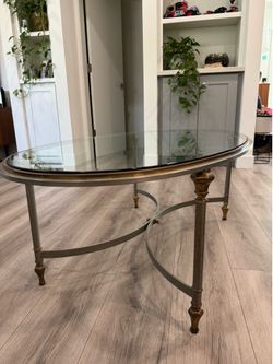Vintage Oval Glass Coffee Table
