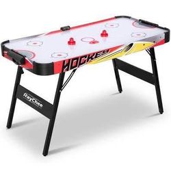 New 54" Air-Powered Hockey Table Sport Hockey Game Pushers Pucks LED Scorer Foldable