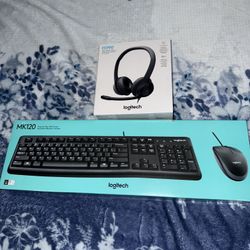LOGITECH HEADPHONES & KEYBOARD