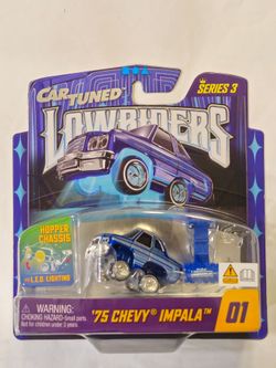 CAR TUNED . LOWRIDERS SERIES 3 . HOPPER CHASSIS . WITH LED UNDER GLOW LIGHTING . 1975 CHEVY IMPALA LOWRIDER .