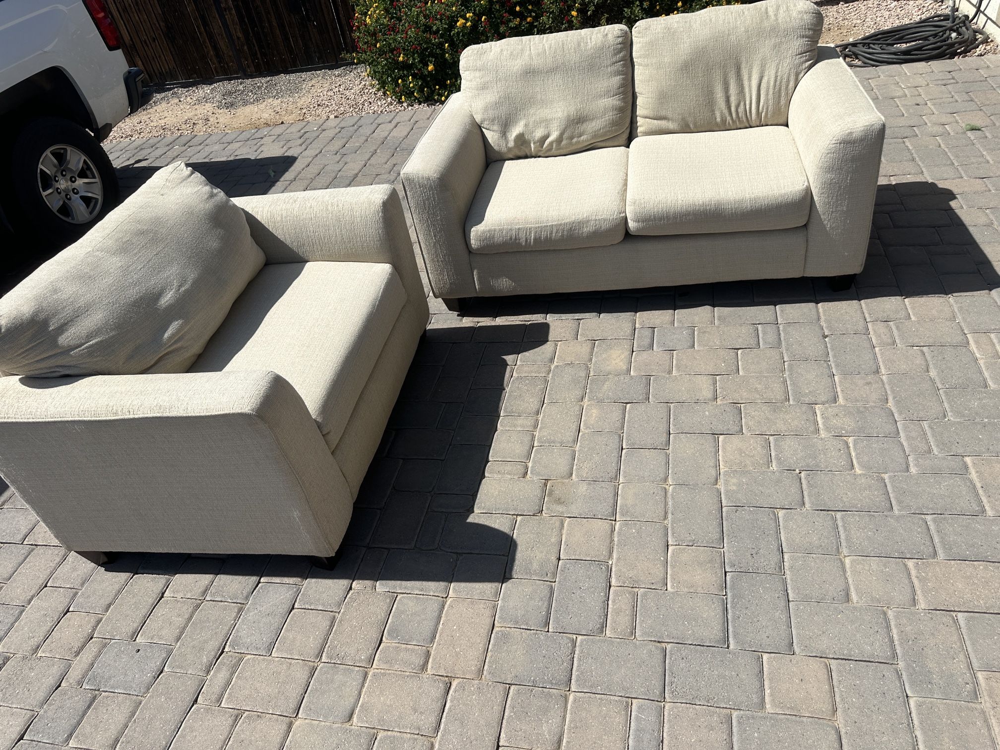Beige Sofa and Chair Set