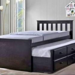 Twin Bed With Trundle With 3 Drawers