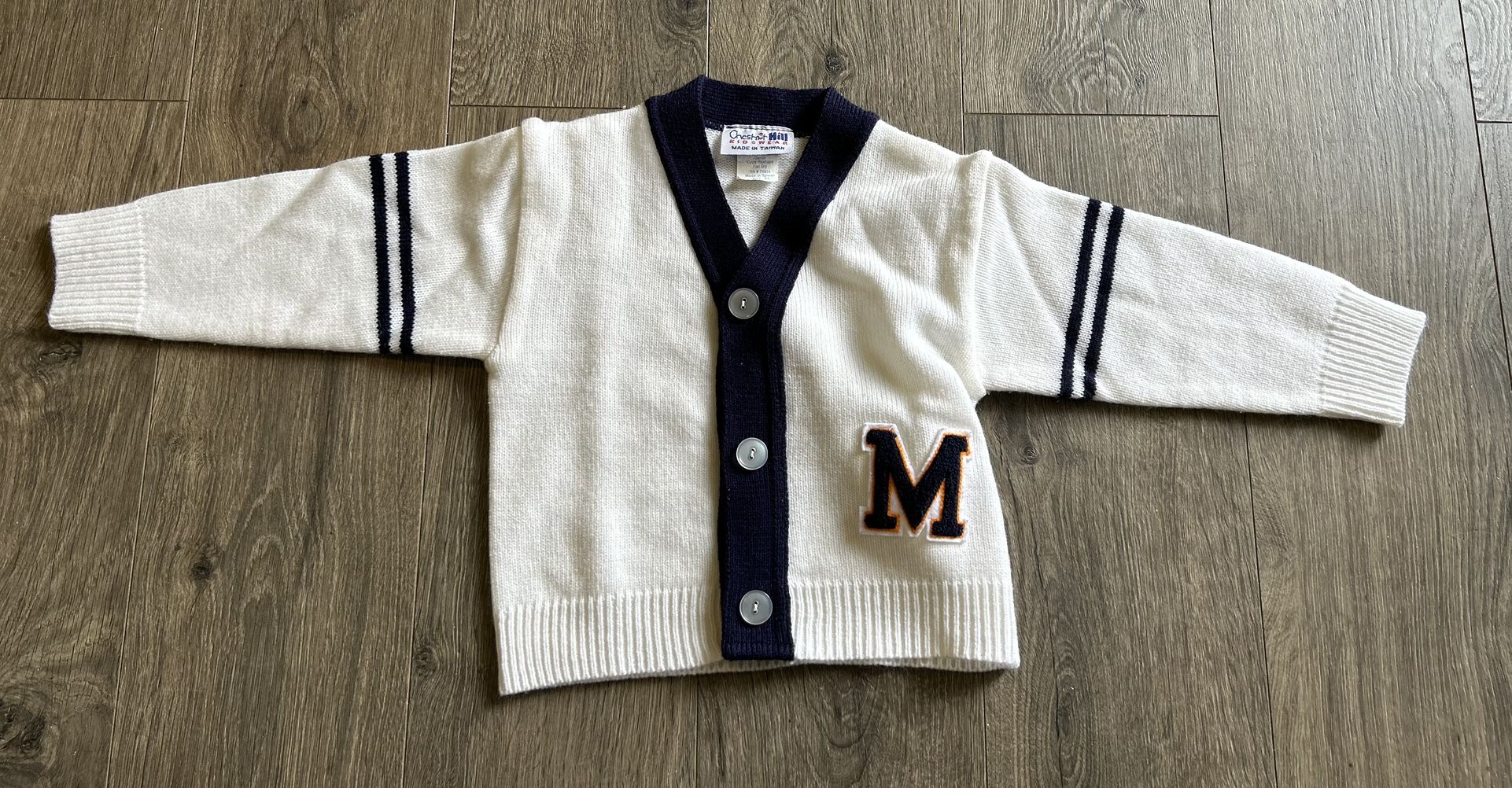 Chestnut Hill Kids Wear Letterman Style Cardigan Sweater Size 2T Letter “M”