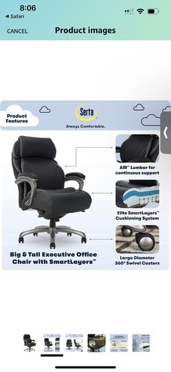 Serta big and tall executive online office chair with air technology