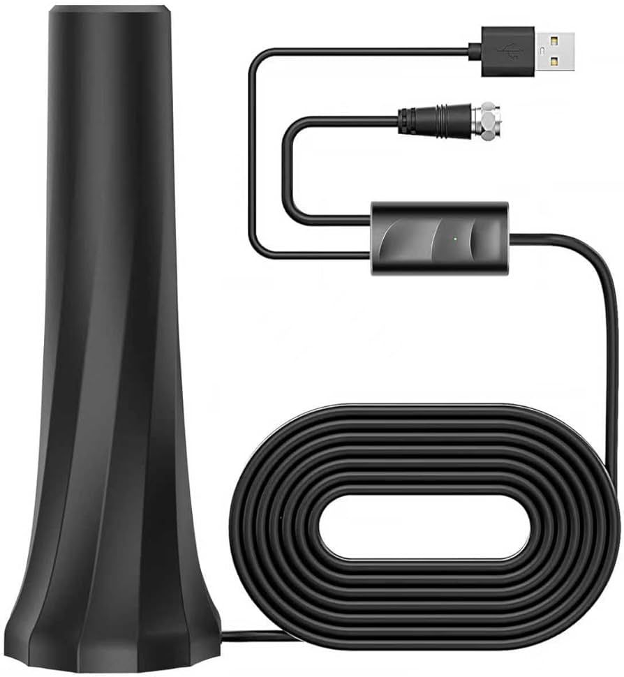 TV Antenna Indoor Long Range, Supports 4K 1080p Digital Antenna for Smart TV Indoor with Signal Amplifier 16ft HDTV Coax Cable