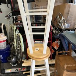 Pair Of White Wooden Bar Stools